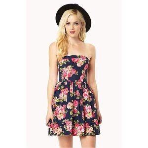 Forever 21 Strapless Floral Print Mini Dress